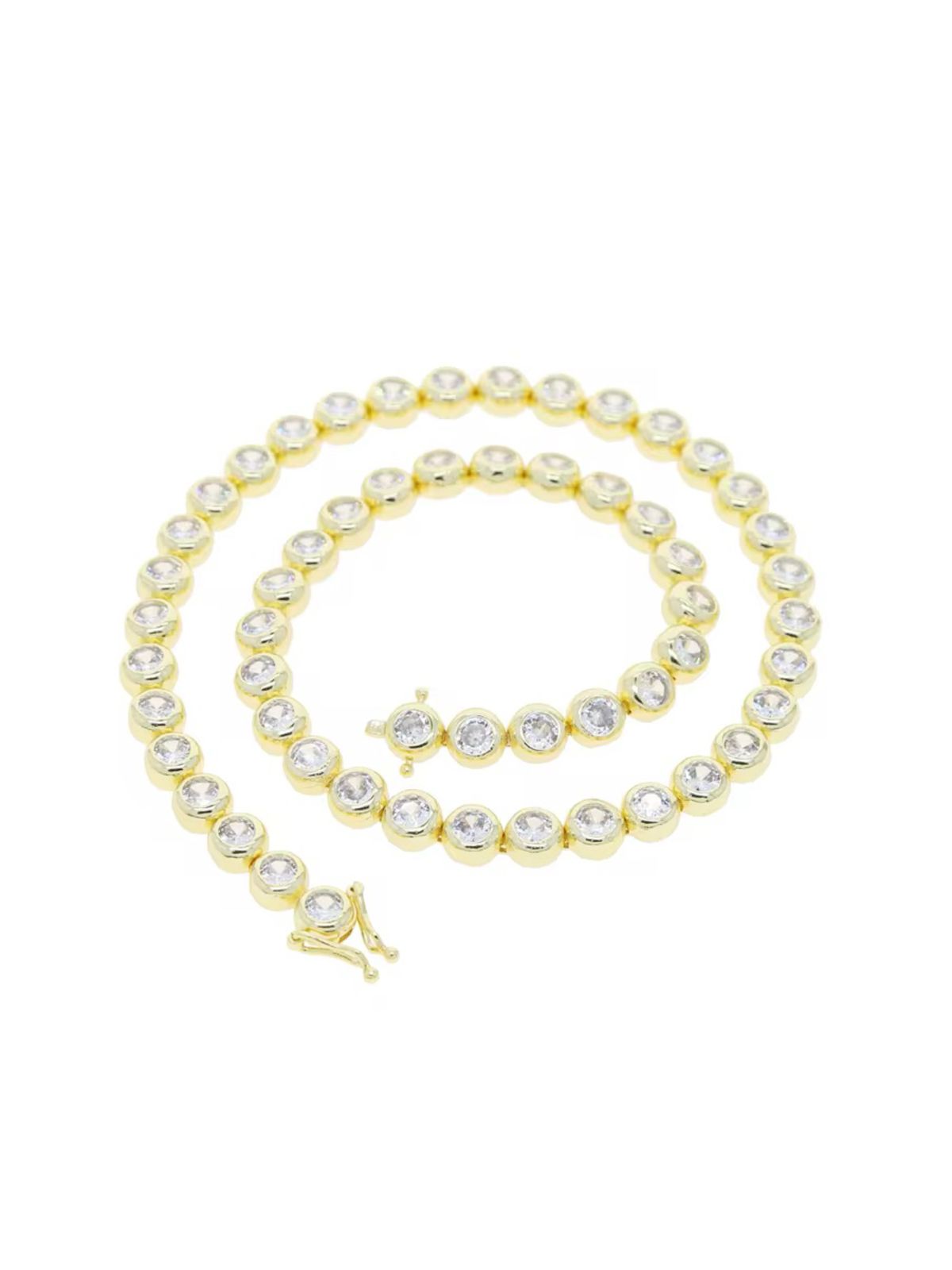 Necklace w/round details & stones gold